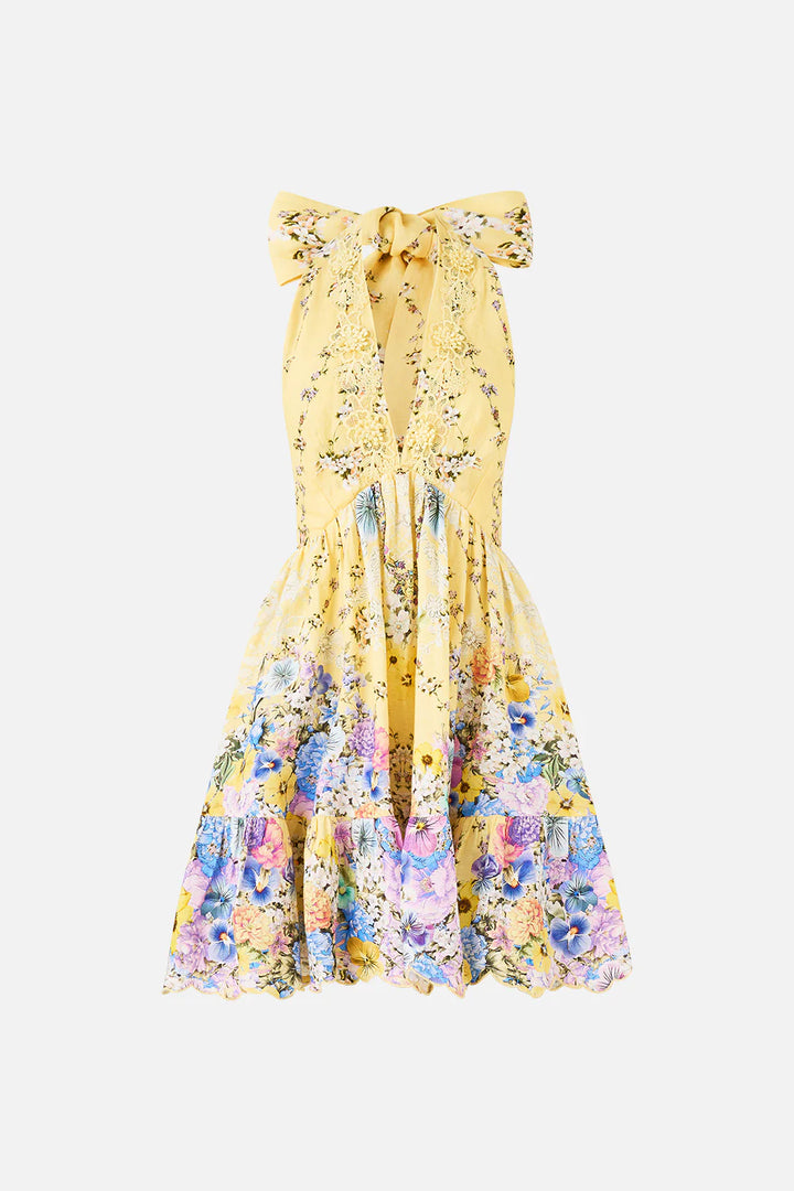 Ruffle Hem  Halter Short Dress - Darling Buds Darlbuds