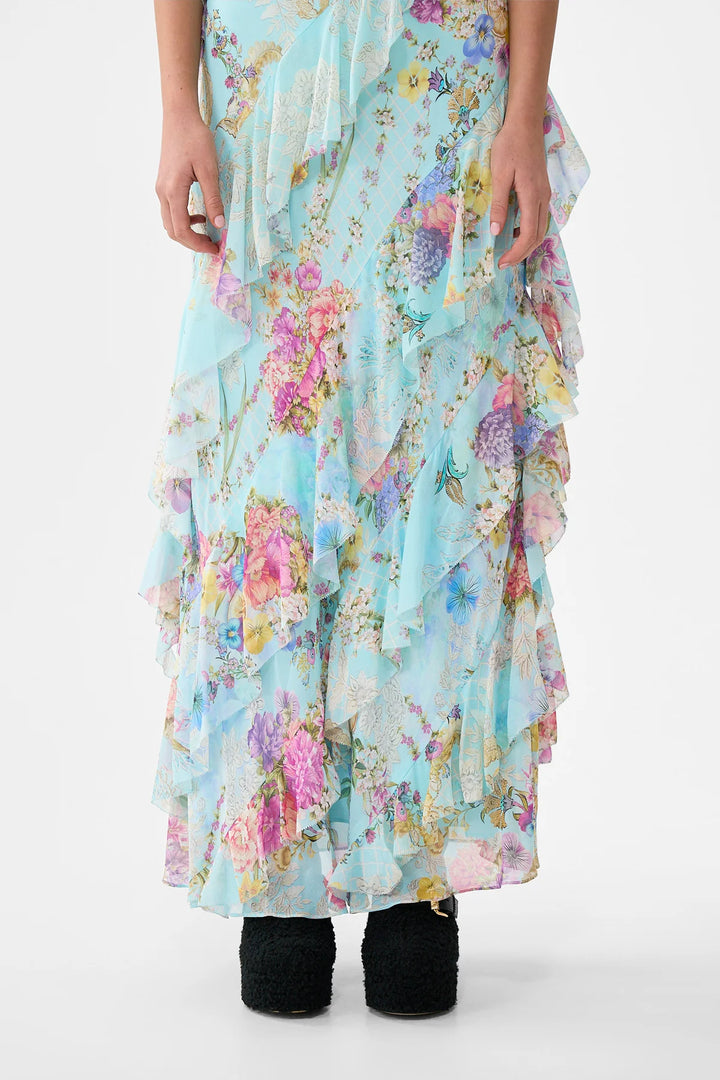 Asymmetrical ruffle slip dress - Bazaar Blooms