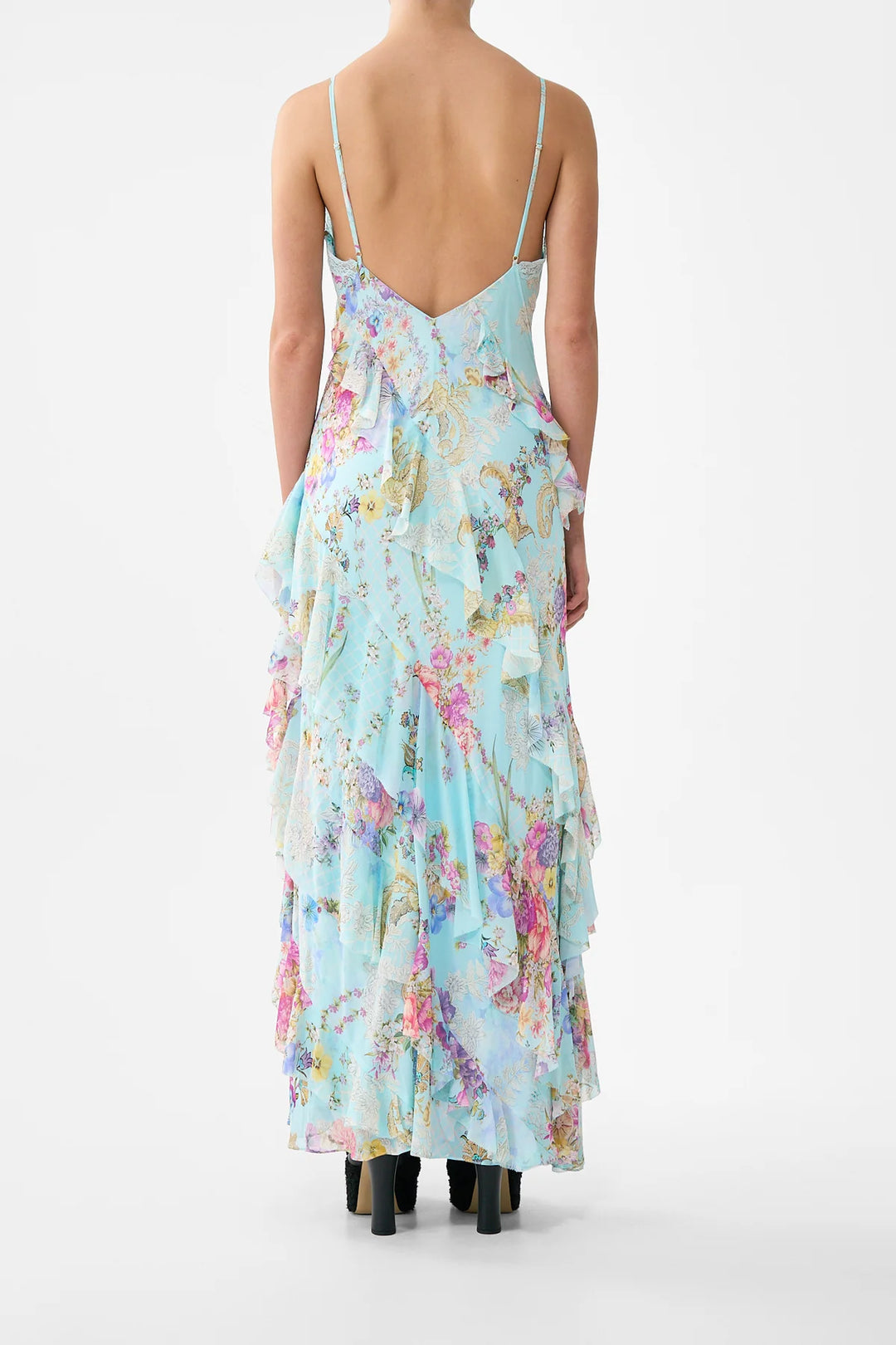 Asymmetrical ruffle slip dress - Bazaar Blooms