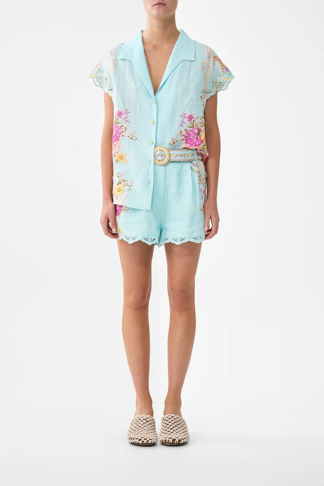 Button Through Collared Top - Bazaar Blooms Bazablom