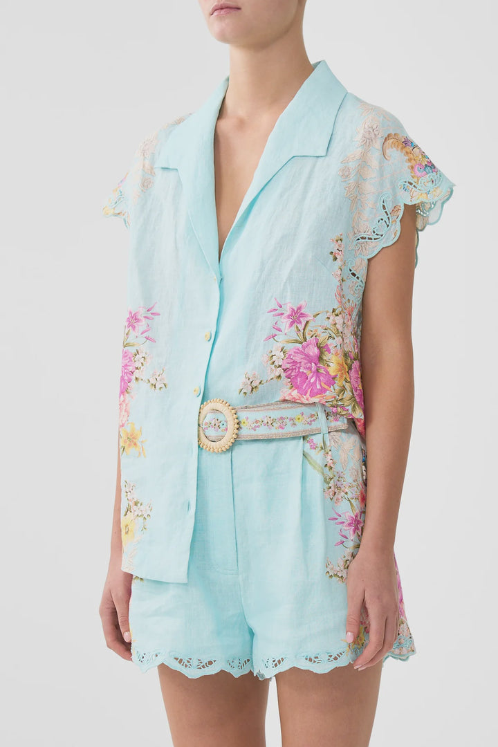 Button Through Collared Top - Bazaar Blooms Bazablom