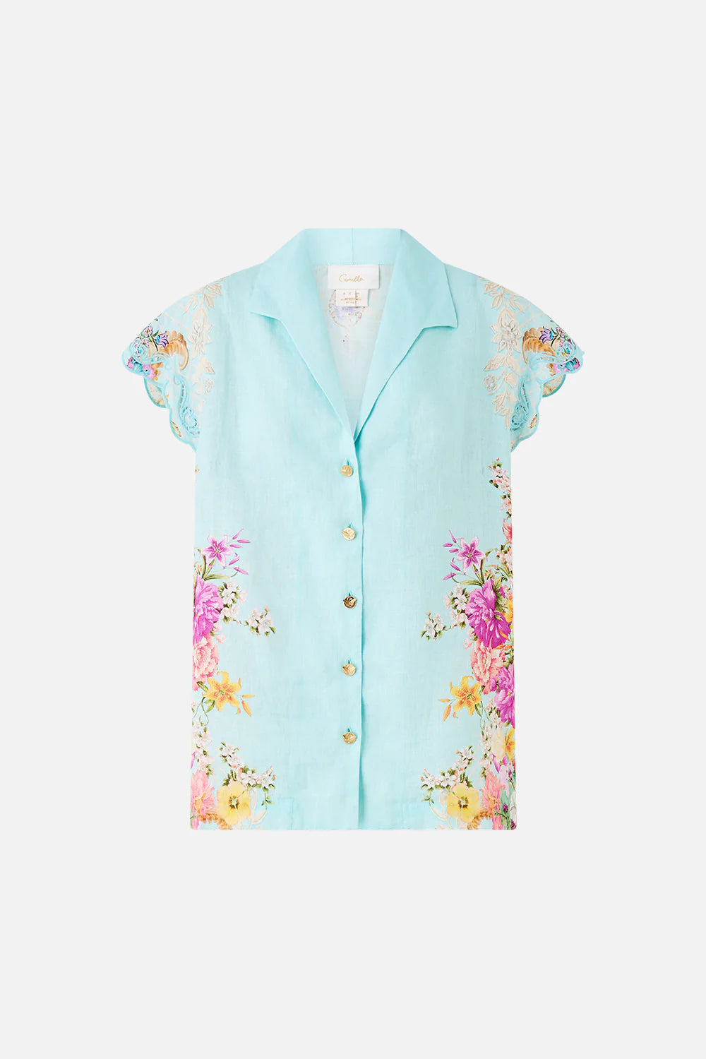 Button Through Collared Top - Bazaar Blooms Bazablom