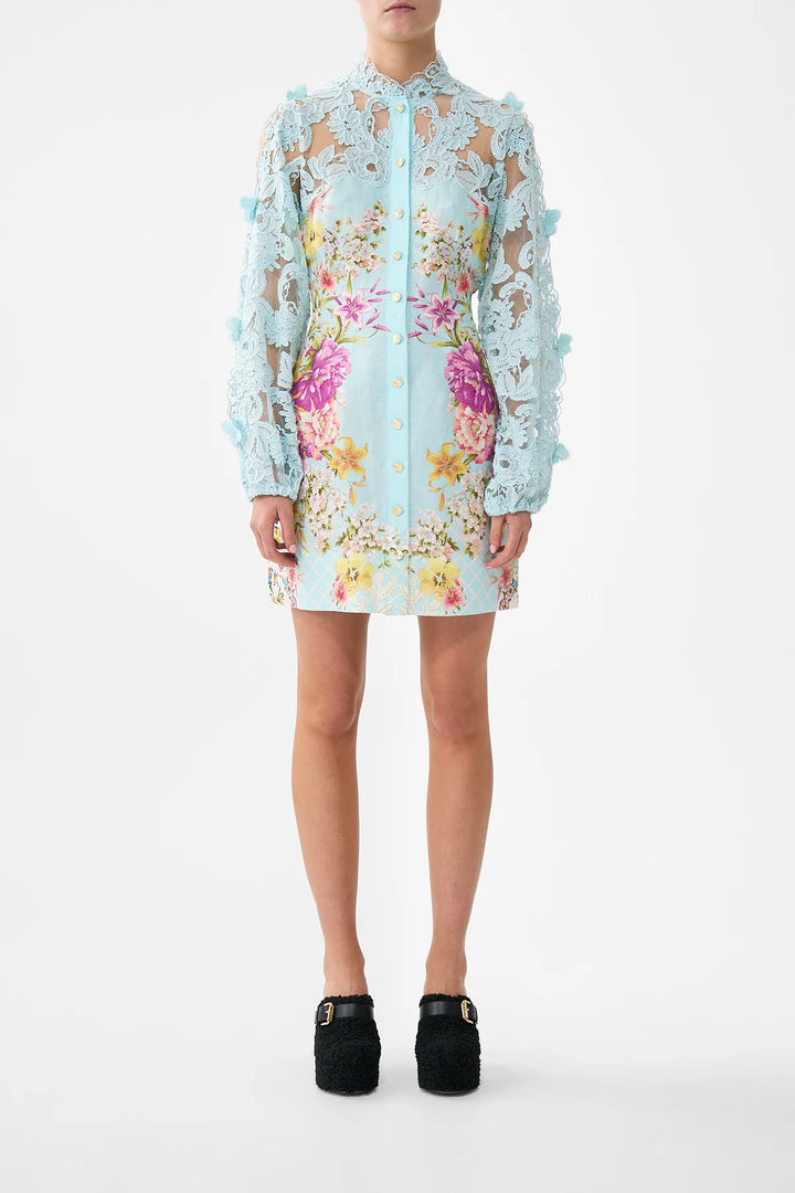 Lace Sleeve Mini Dress - Bazaar Blooms Bazablom