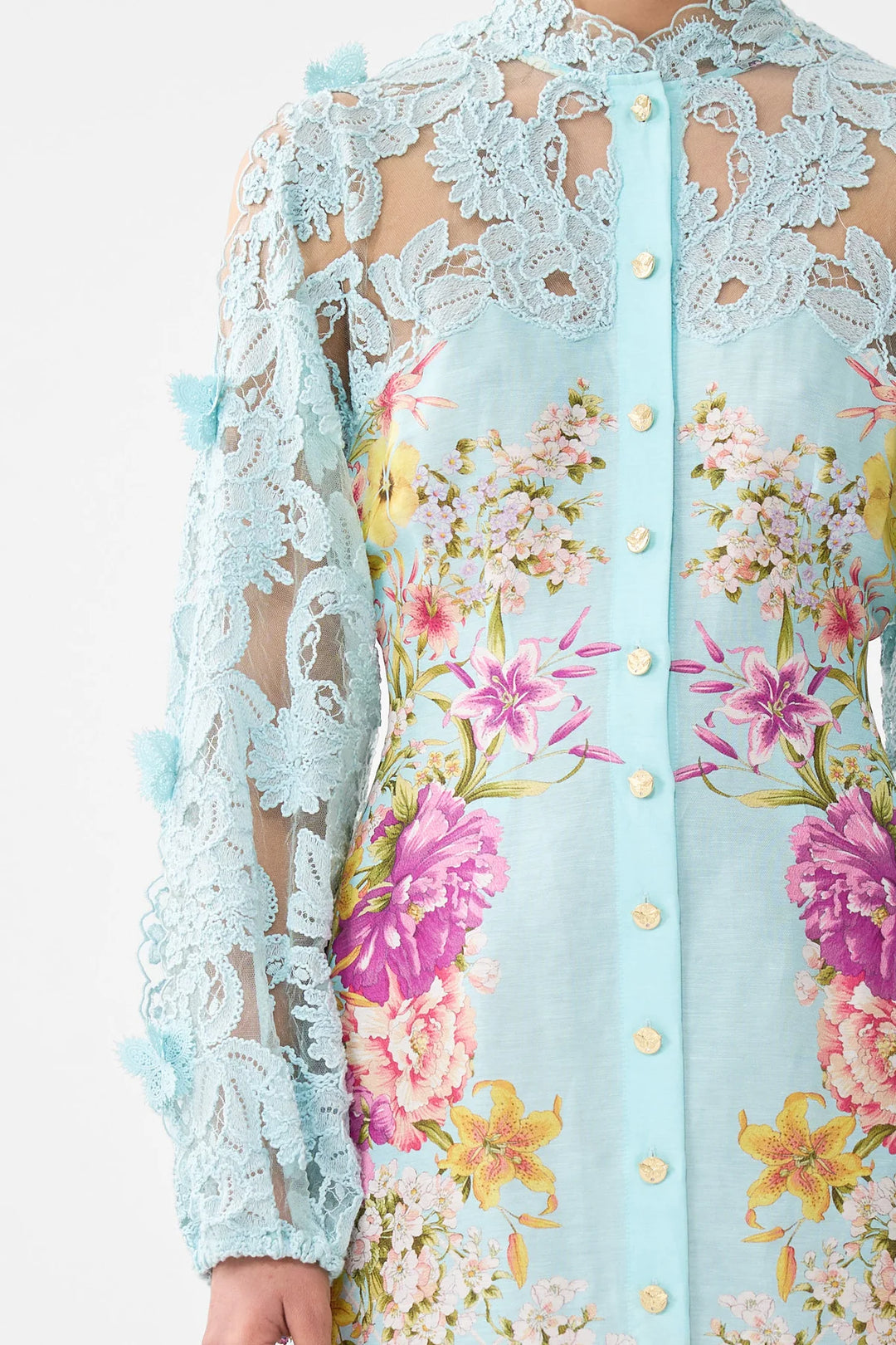 Lace Sleeve Mini Dress - Bazaar Blooms Bazablom