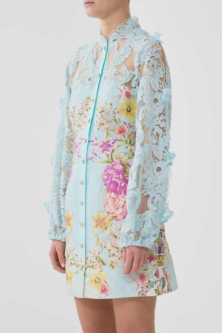 Lace Sleeve Mini Dress - Bazaar Blooms Bazablom