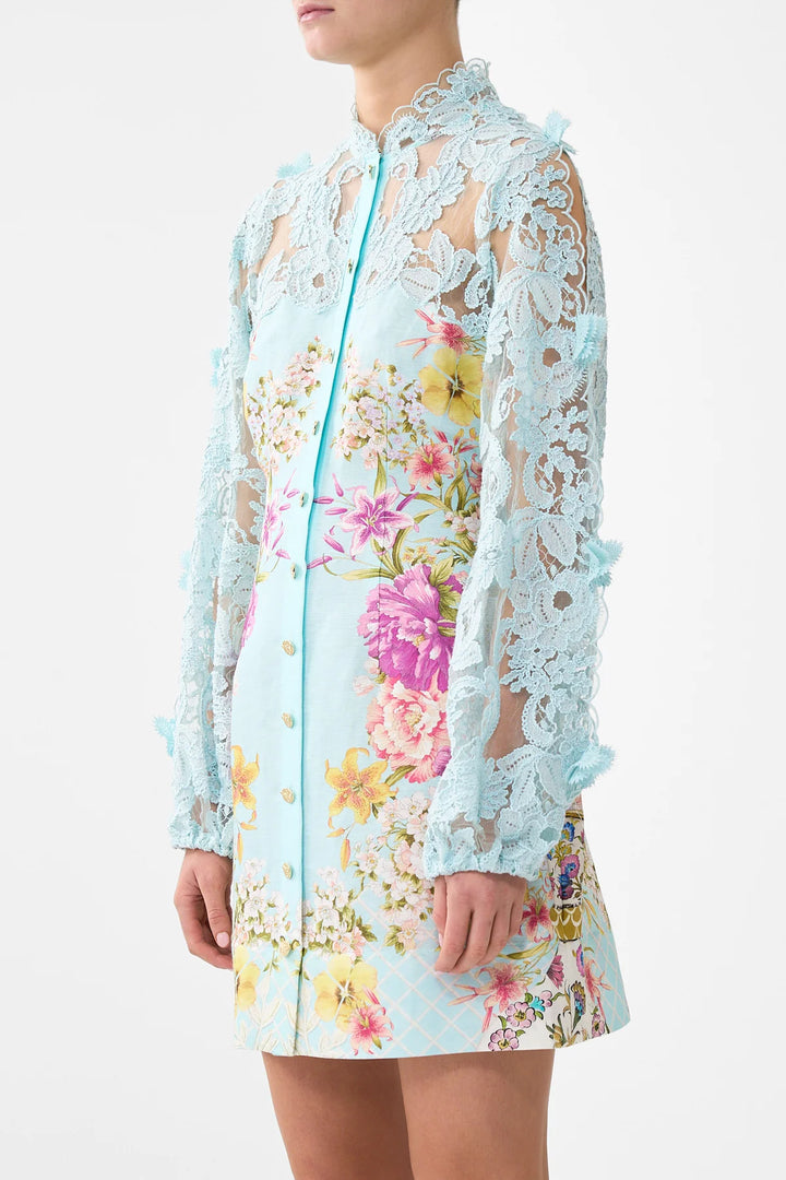 Lace Sleeve Mini Dress - Bazaar Blooms Bazablom