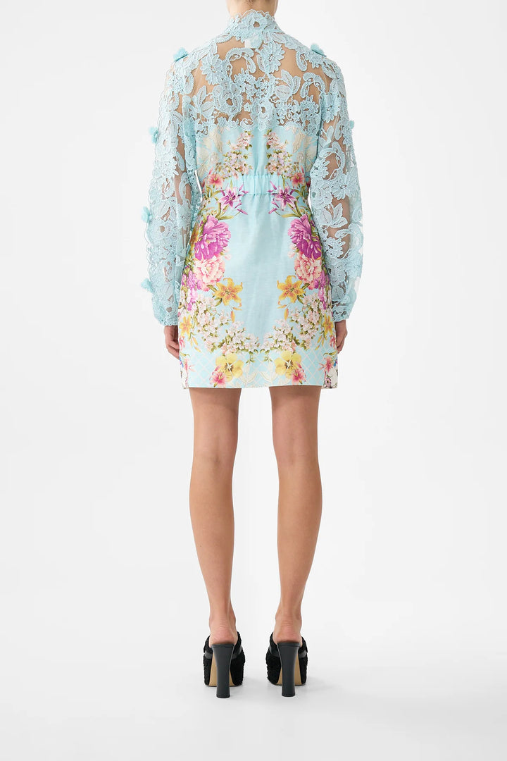 Lace Sleeve Mini Dress - Bazaar Blooms Bazablom