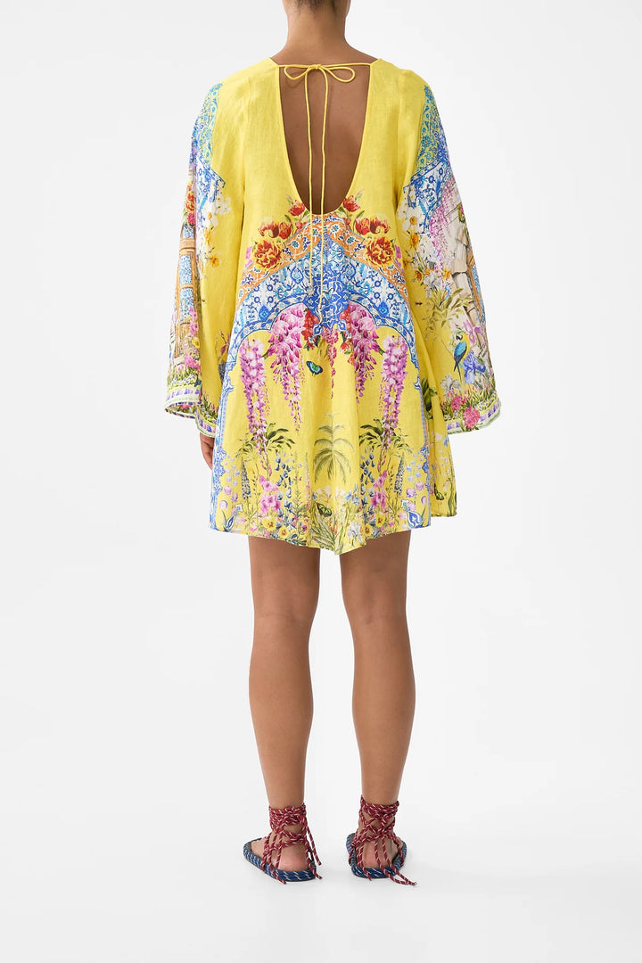 POCKET DRESS WITH LOW BACK AND WIDE SLEEVES - Sultanahmet summer