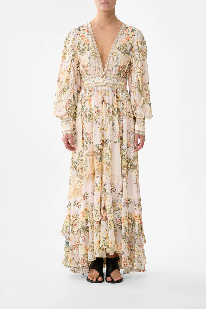 Long Button Front Dress - Twilight In Istabul
