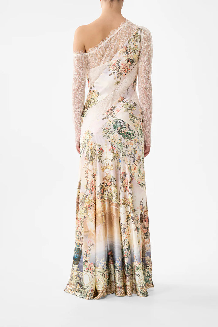 Lace Splice One Shoulder Dress - Twilight In Istanbul