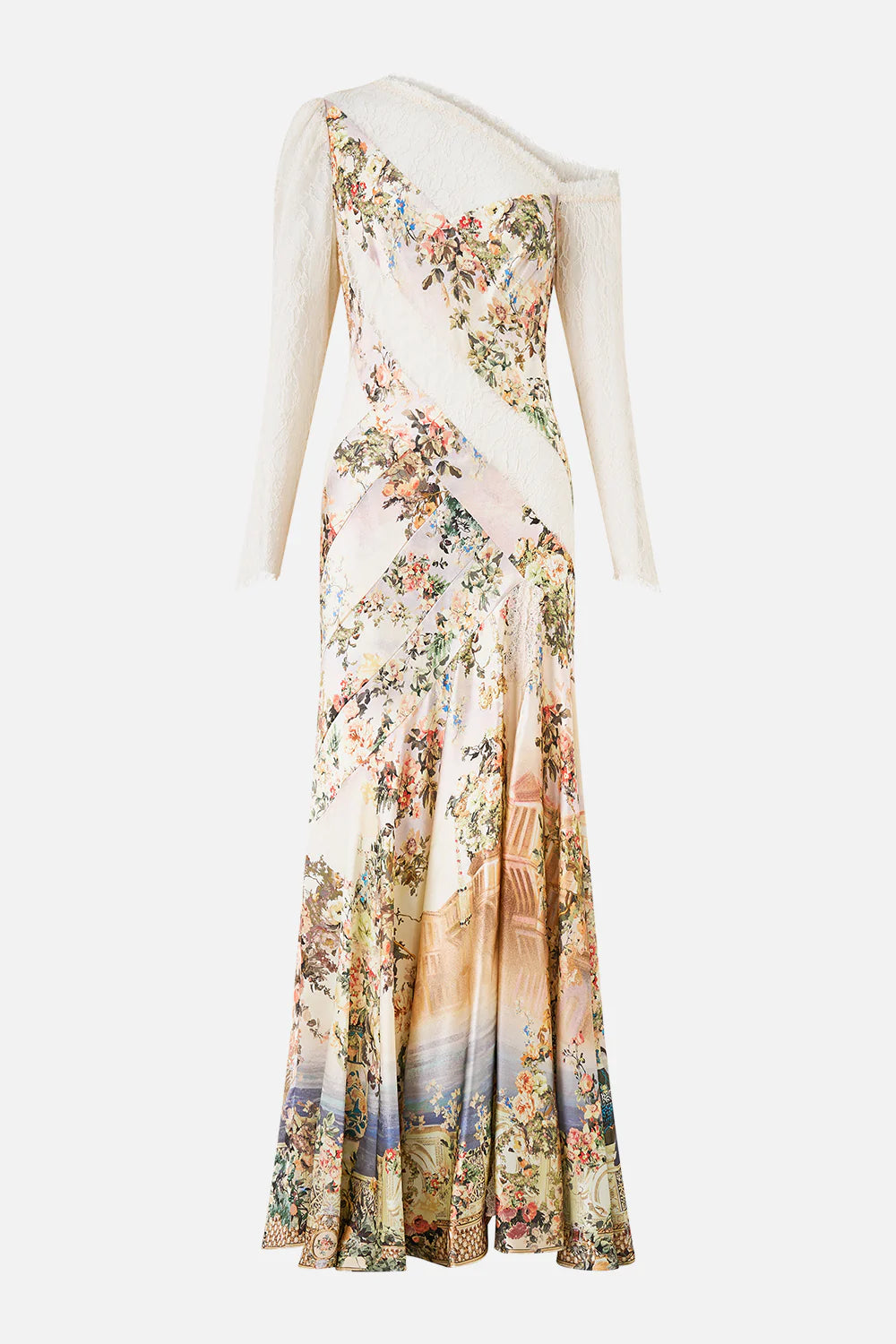 Lace Splice One Shoulder Dress - Twilight In Istanbul