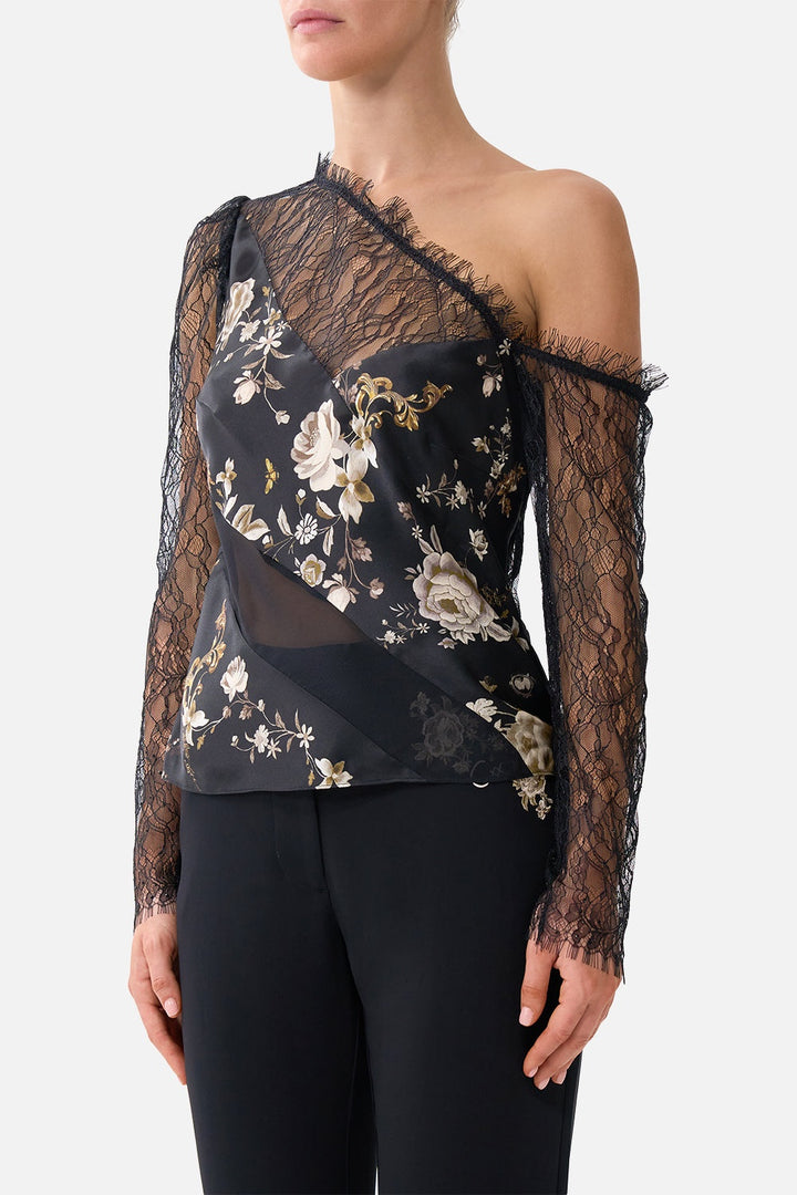 lace splice one shoulder top - Flamenco folklore