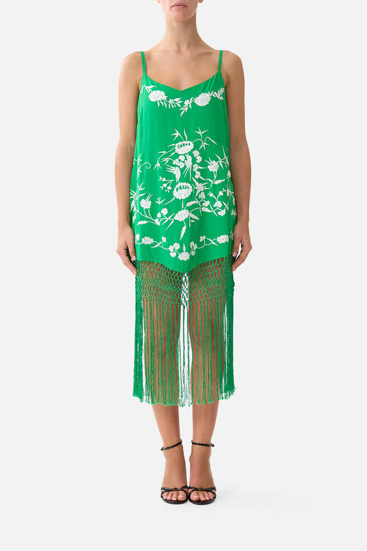 relaxed mini dress with fringing -Sacromonte señorita