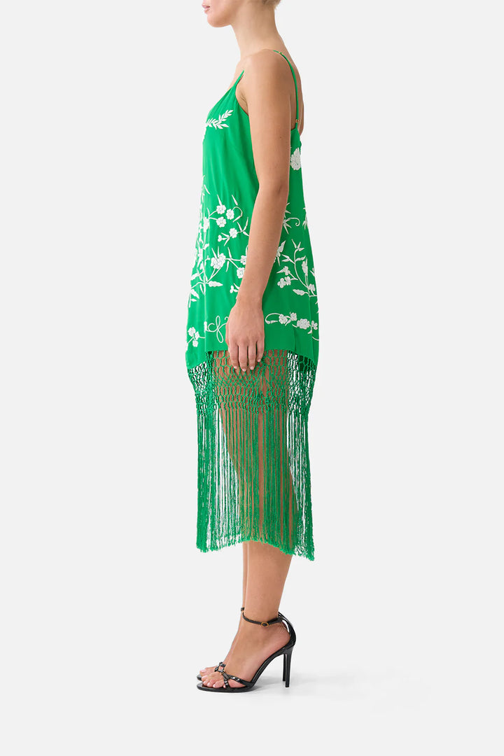 relaxed mini dress with fringing -Sacromonte señorita
