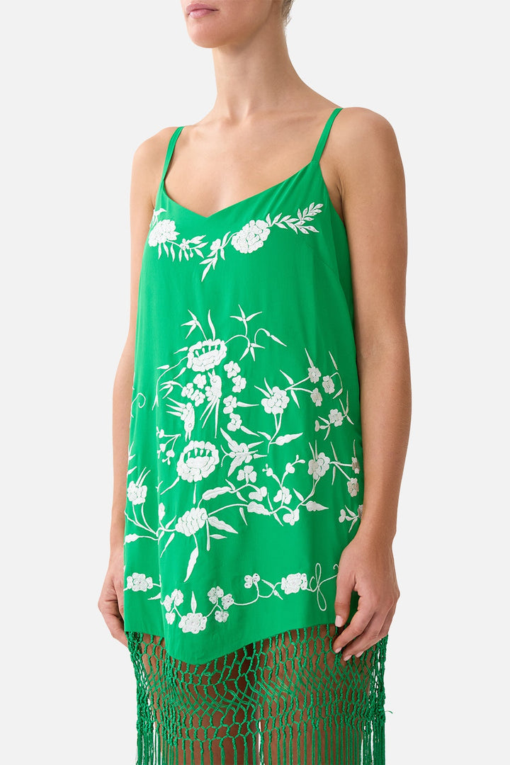 relaxed mini dress with fringing -Sacromonte señorita