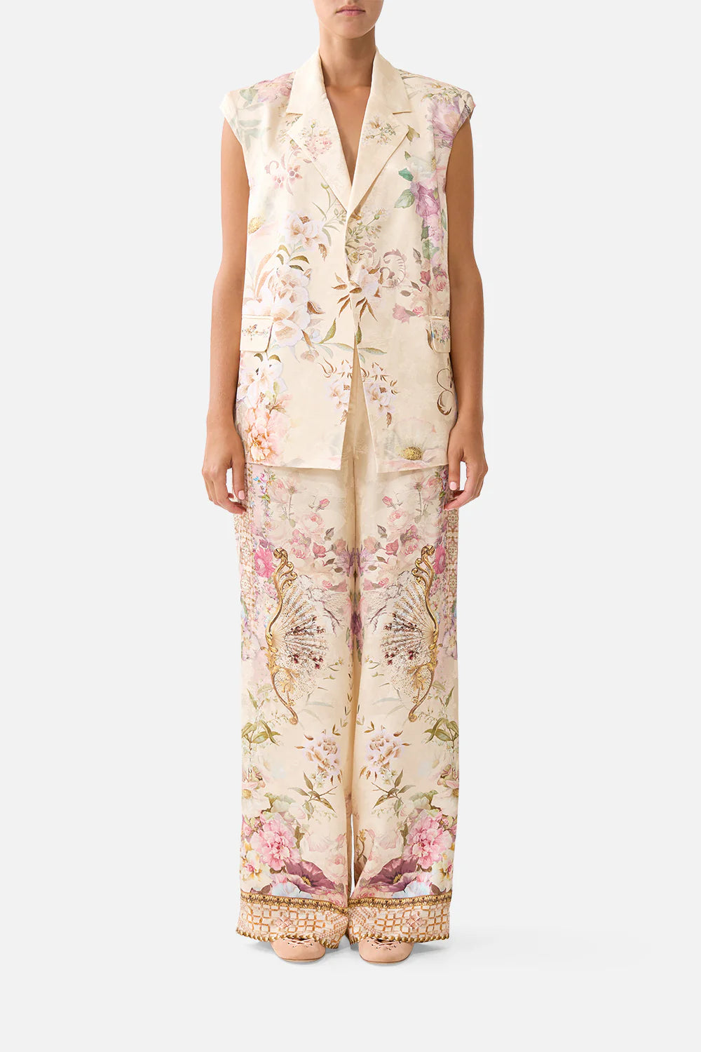 Tailored Sleeveless Vest -Adorned In Aranjuez