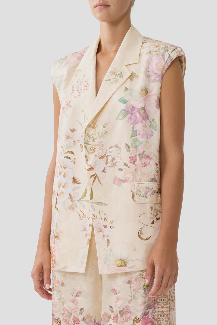 Tailored Sleeveless Vest -Adorned In Aranjuez
