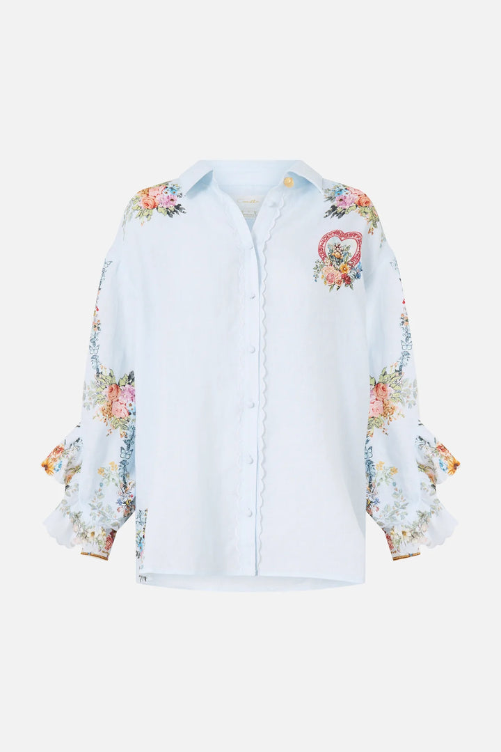 button shirt with frill detail - Seville sweetheart