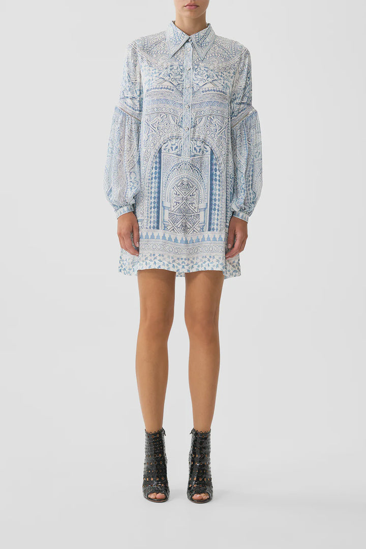 Shirt Dress With Blouson Sleeve - The Hum Of The Alhambra