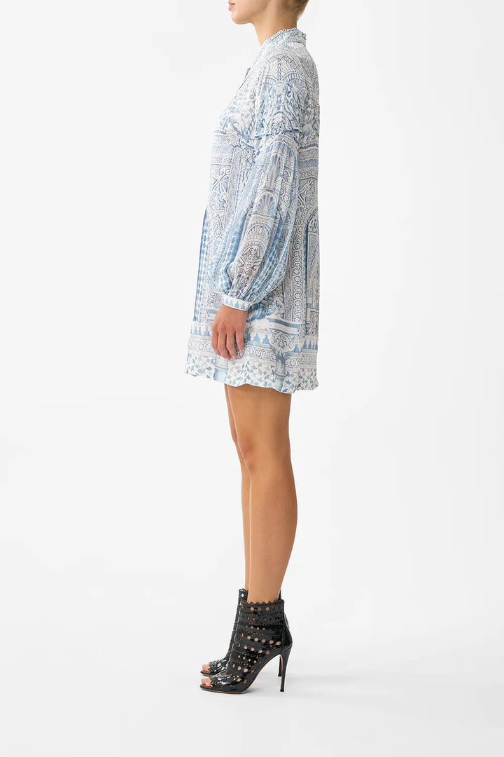 Shirt Dress With Blouson Sleeve - The Hum Of The Alhambra