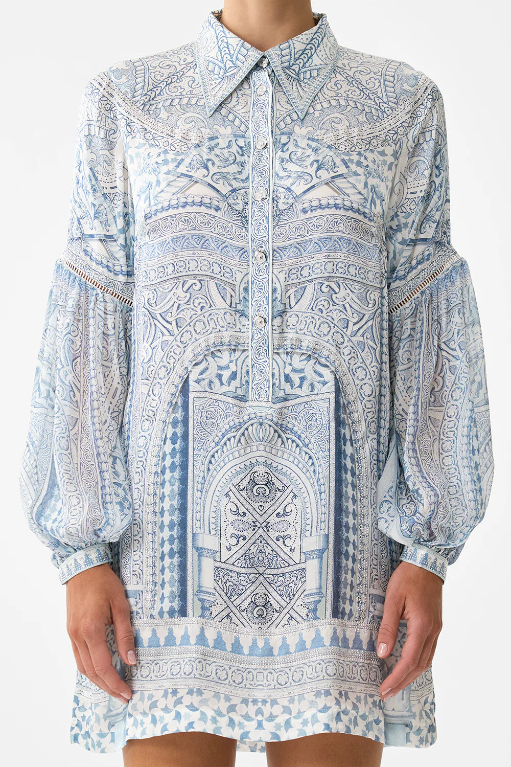Shirt Dress With Blouson Sleeve - The Hum Of The Alhambra