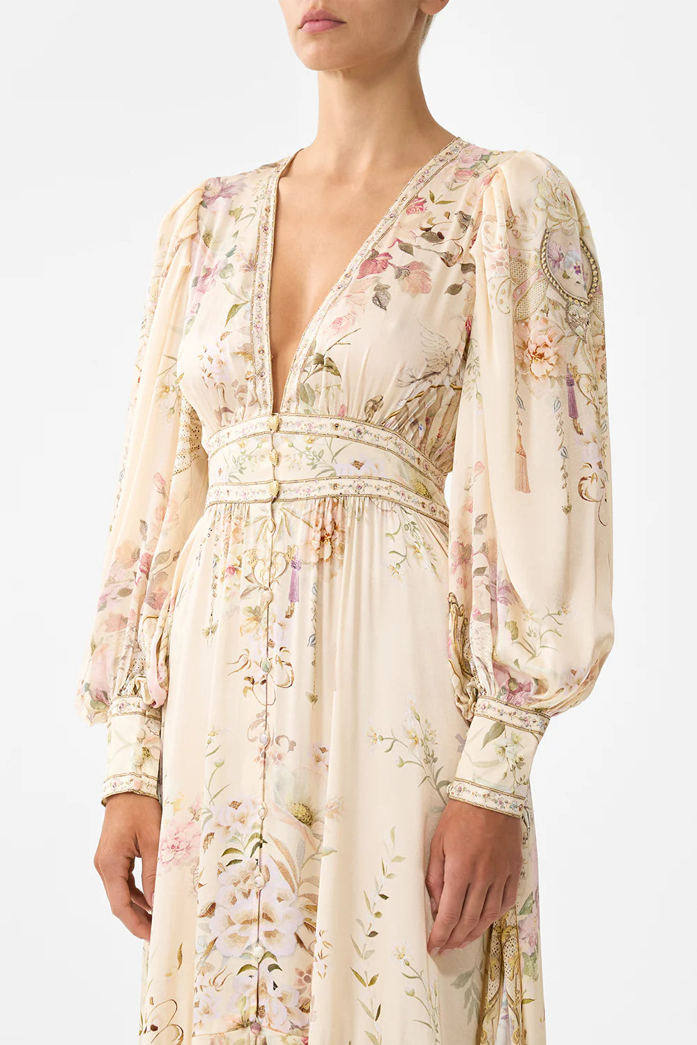 Long Button Front Dress - Adorned In Aranjuez