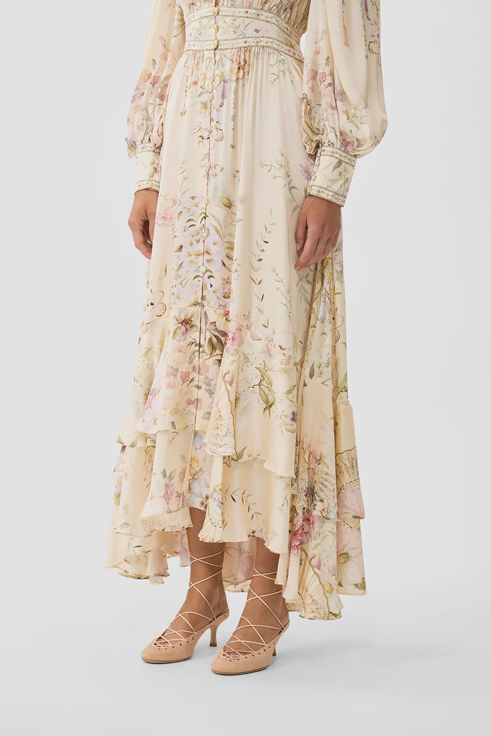 Long Button Front Dress - Adorned In Aranjuez