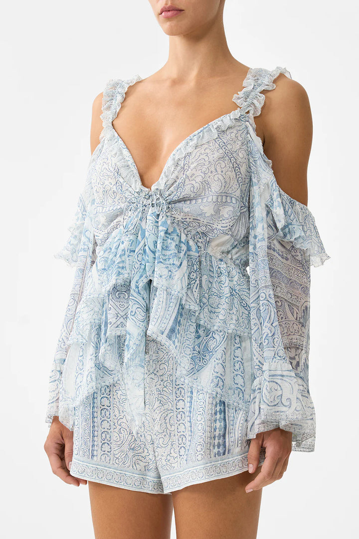 Cold Shoulder Ruffle Top - The Hum Of The Alhambra