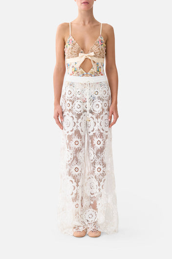 scalloped edge tri bodysuit with bow front - I left my heart in granada