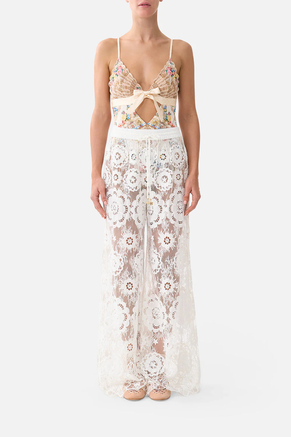 scalloped edge tri bodysuit with bow front - I left my heart in granada