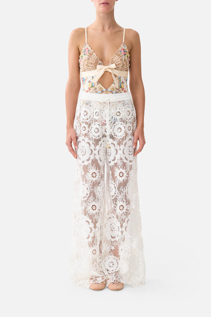 scalloped edge tri bodysuit with bow front - I left my heart in granada
