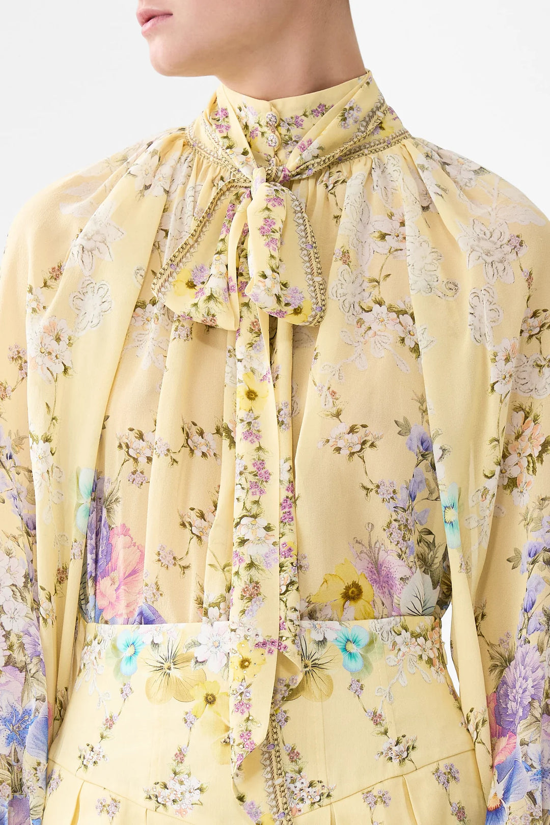 Detachable Pussy Bow Raglan Blouse