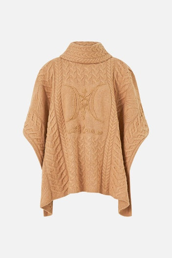 funnel neck knit poncho - Aranjuez animalia