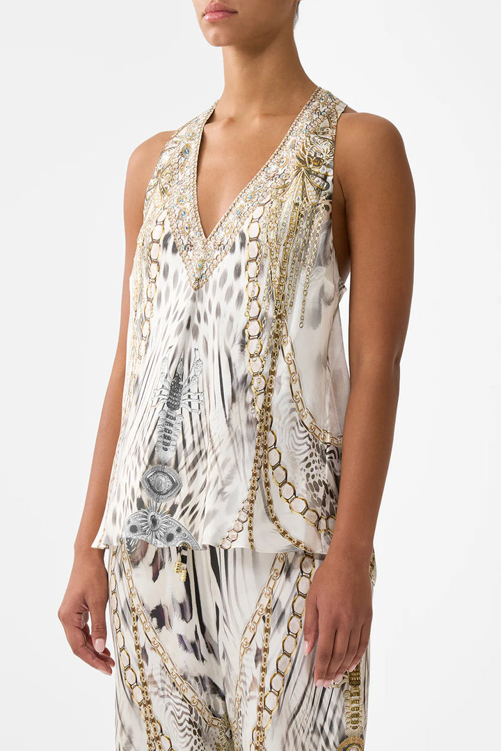 v-neck top with knot back - Lady lionheart