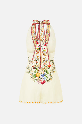 BUTTON FRONT HALTER PLAYSUIT - Va va vintage