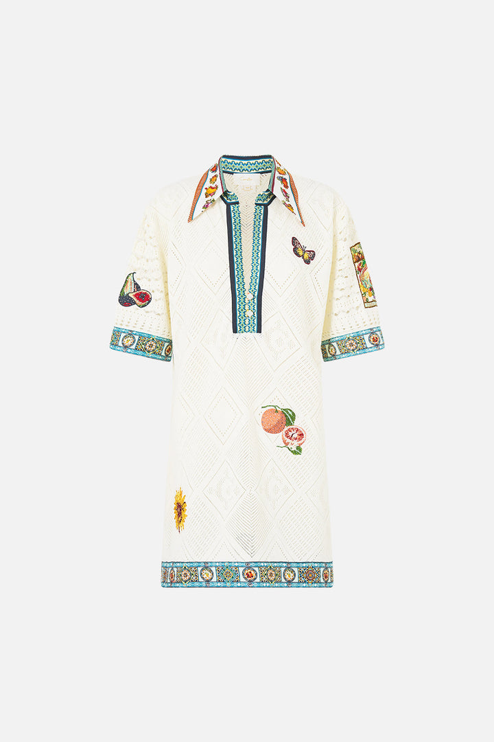 SILK COLLAR KNIT TUNIC