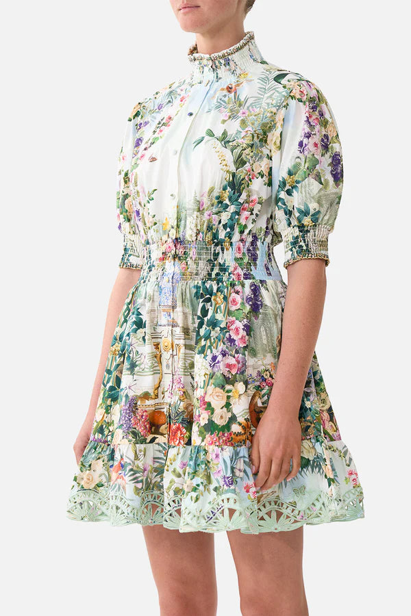 SHORT DRESS WITH SHIRRED WAIST - ART FOR THE EMPRESS