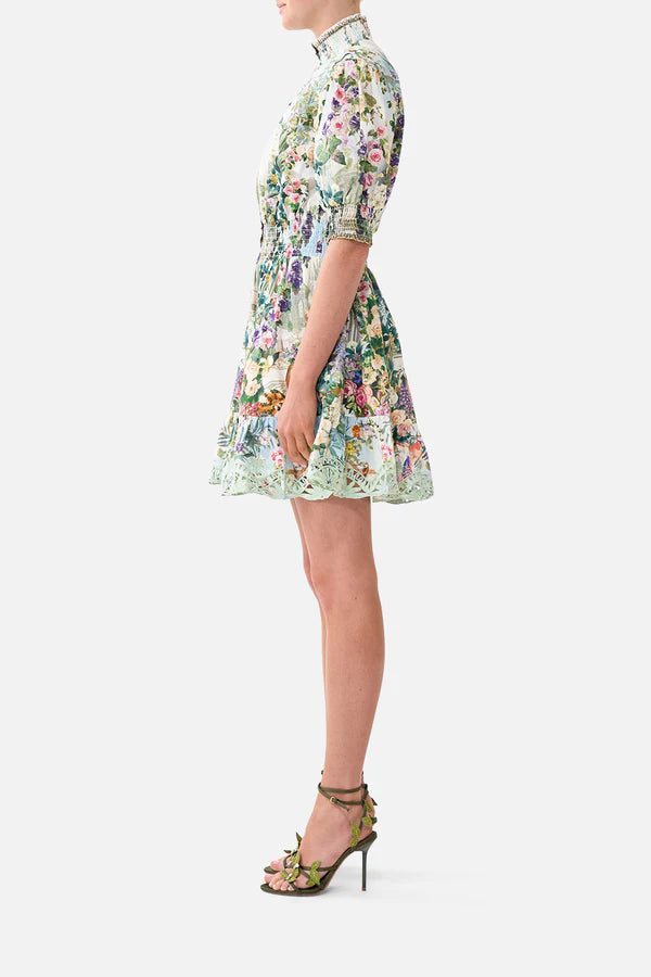 SHORT DRESS WITH SHIRRED WAIST - ART FOR THE EMPRESS