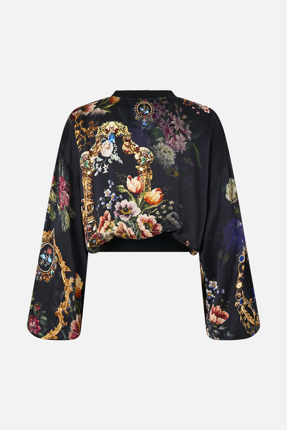 relaxed cropped crew neck jumper - night garden