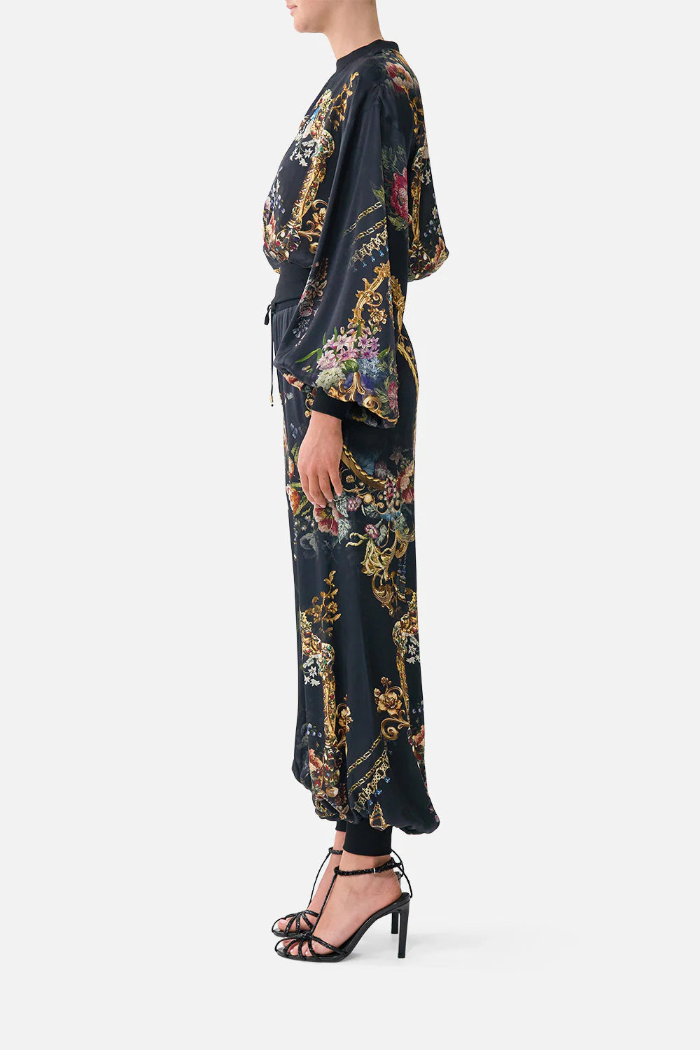relaxed cropped crew neck jumper - night garden