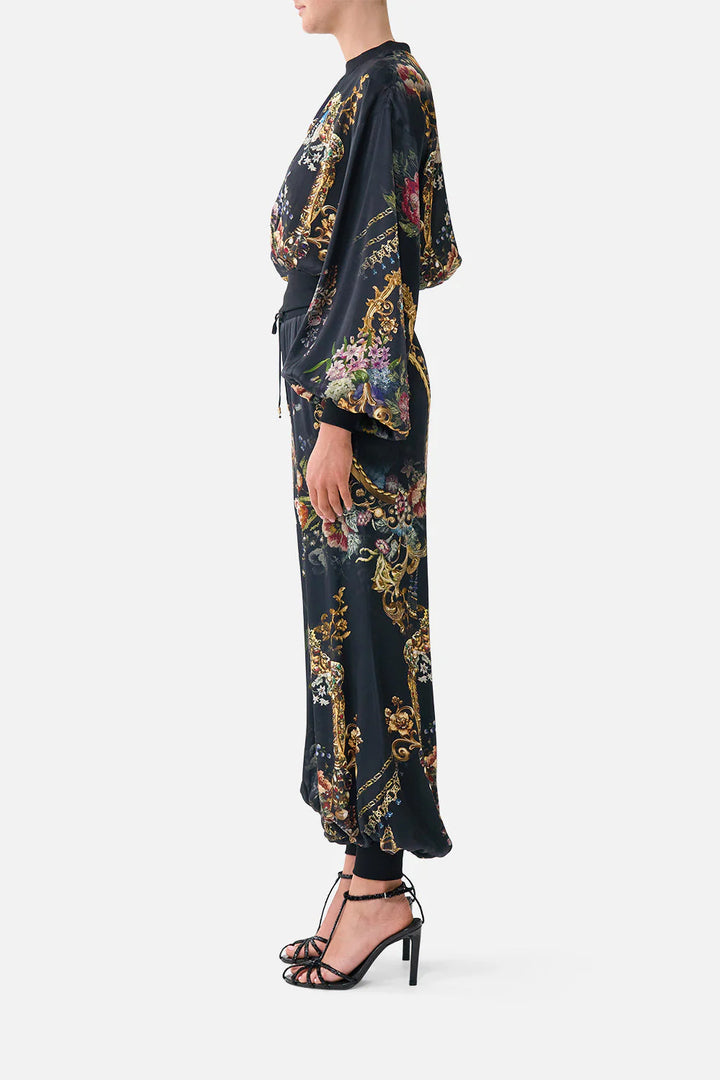 relaxed cropped crew neck jumper - night garden