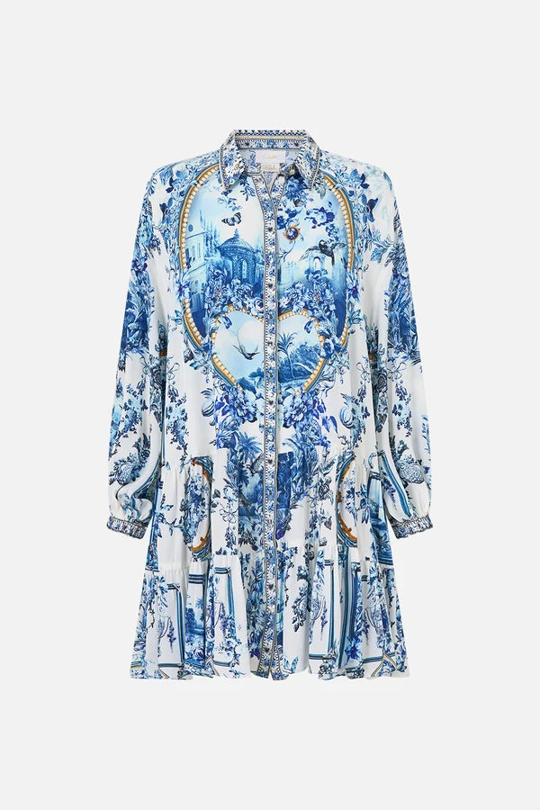 Long Sleeve Tiered Short Dress - The Porcelain Parlour