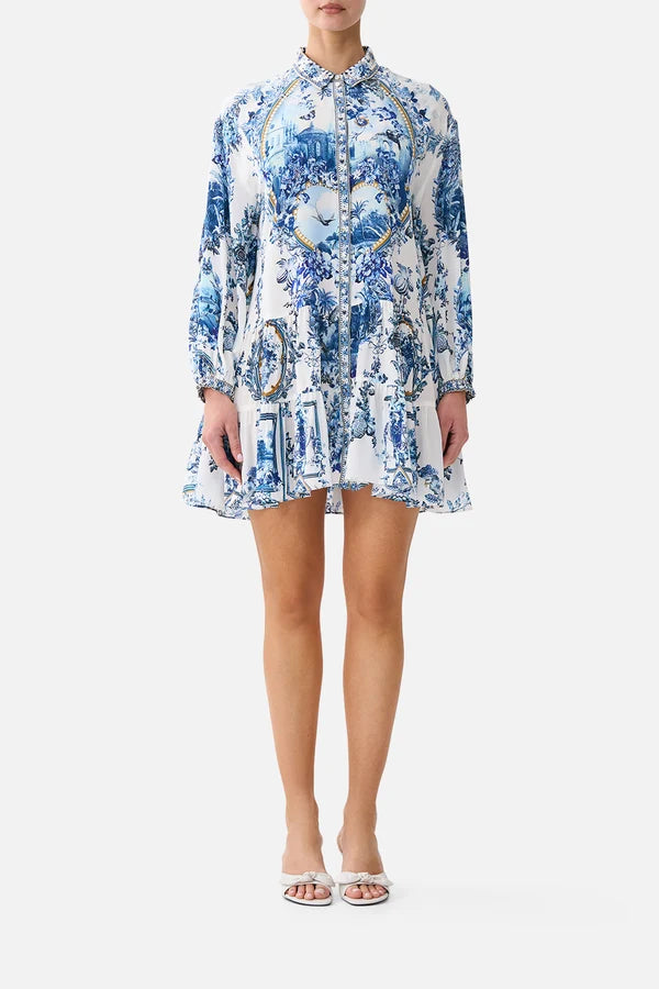 Long Sleeve Tiered Short Dress - The Porcelain Parlour