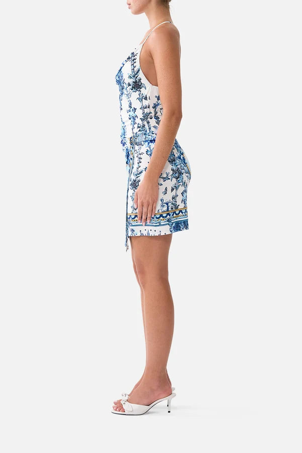 DRAPE JERSEY MINI DRESS - THE PORCELAIN PARLOUR