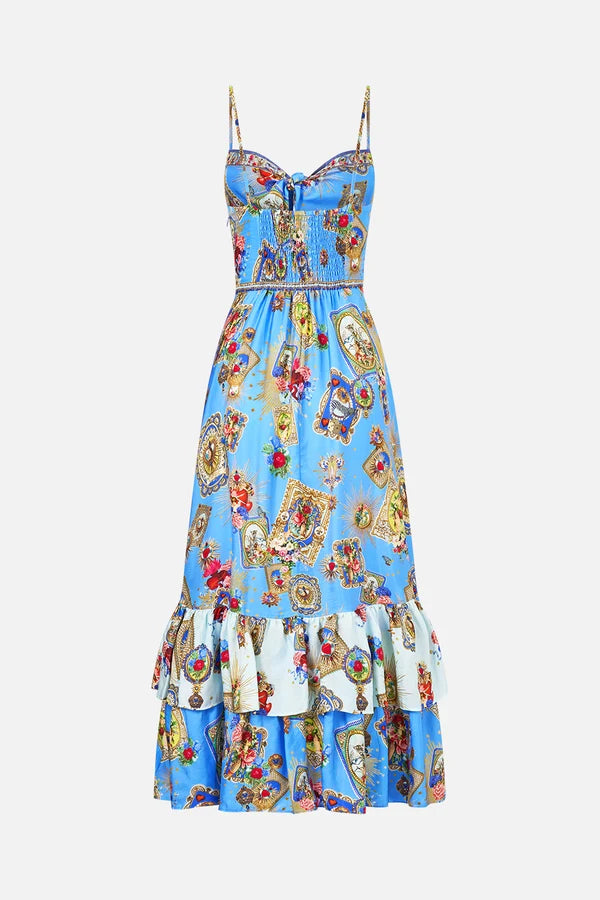 Ruffle Hem Tie Front Midi Dress -  Verses In Vintage