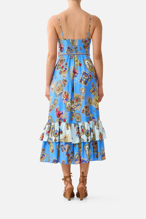 Ruffle Hem Tie Front Midi Dress -  Verses In Vintage