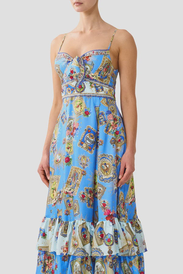 Ruffle Hem Tie Front Midi Dress -  Verses In Vintage