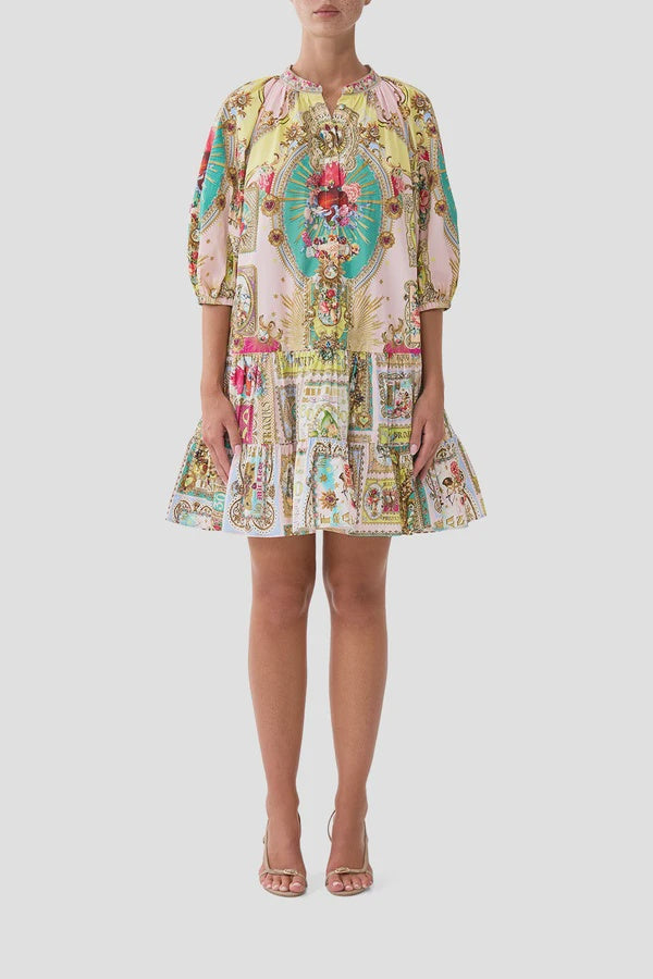 Puff Sleeve Shirt Dress - Painted Prayers