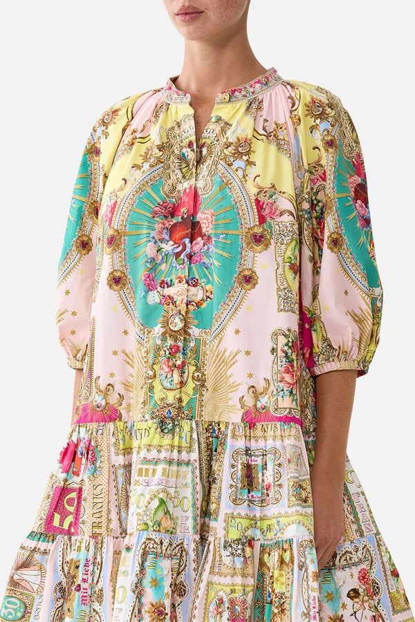 Puff Sleeve Shirt Dress - Painted Prayers