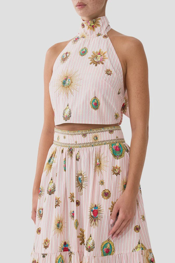 Reversible Halter Tie Back Top - Painted Prayers